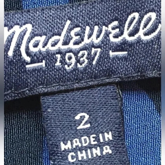 Madewell | 100% Silk Skyline Skirt Blue Geometric Print Size 2 XS - Picture 6 of 9